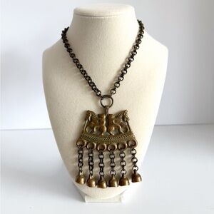 Vintage KALEVALA KORU Finland Bronze Viking Pendant Necklace